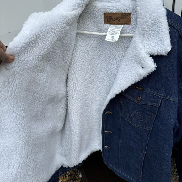 Wrangler Men's Denim Jacket Sherpa XX Large Vintage 90s 2XL - Picture 5 of 7